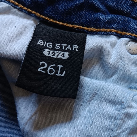 Big Star Brigette Slim Straight Jeans Womens 26L Blue Excellent Hemmed Stretch - Picture 6 of 14